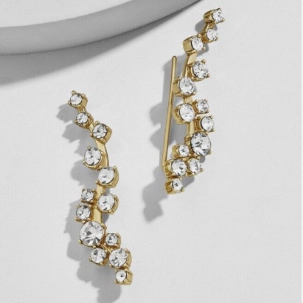 โจ BaubleBar Gold Crystal Ear Climbers | Elevated Sleek Modern Luxe Glam๐ซโจ
